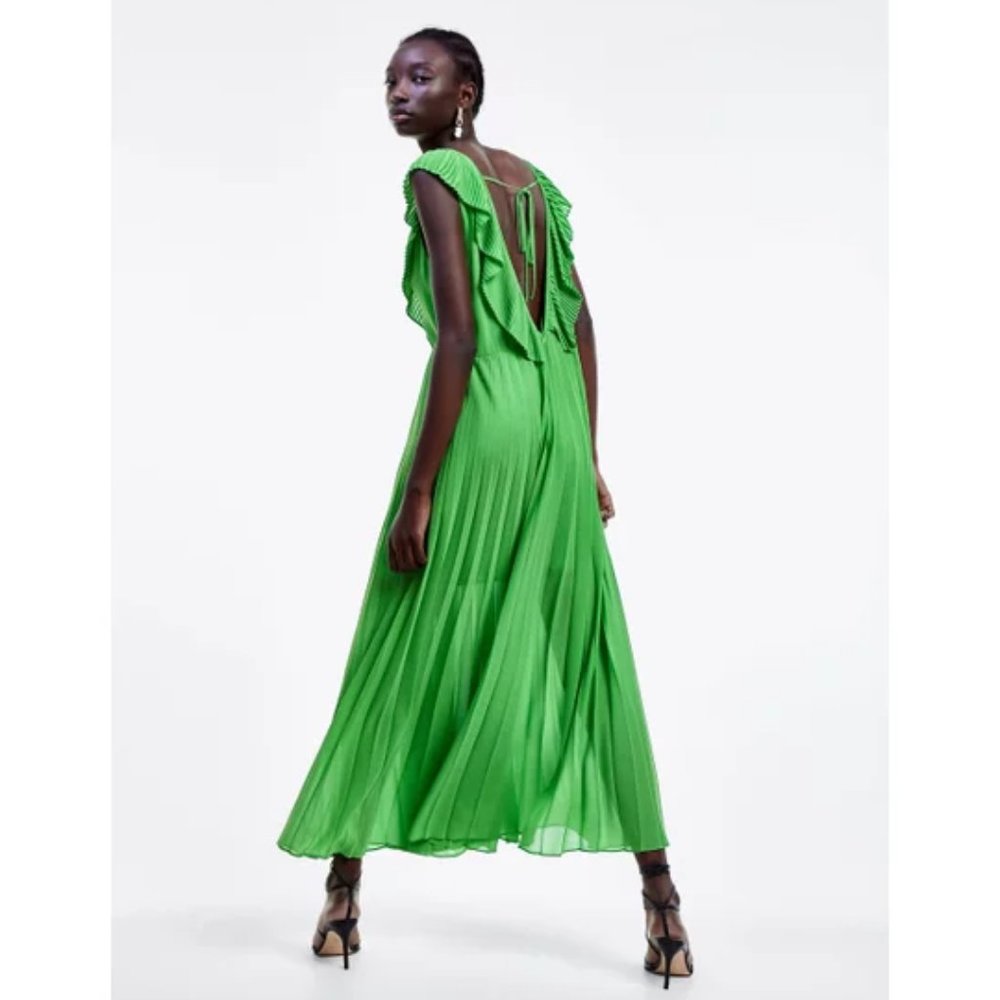Zara Green Backless Ruffled Sundress